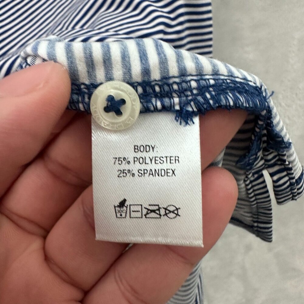 B Draddy Polo Shirt Mens XL Blue Stiped Golf Performance Sports Athletic SPDR - Picture 4 of 8